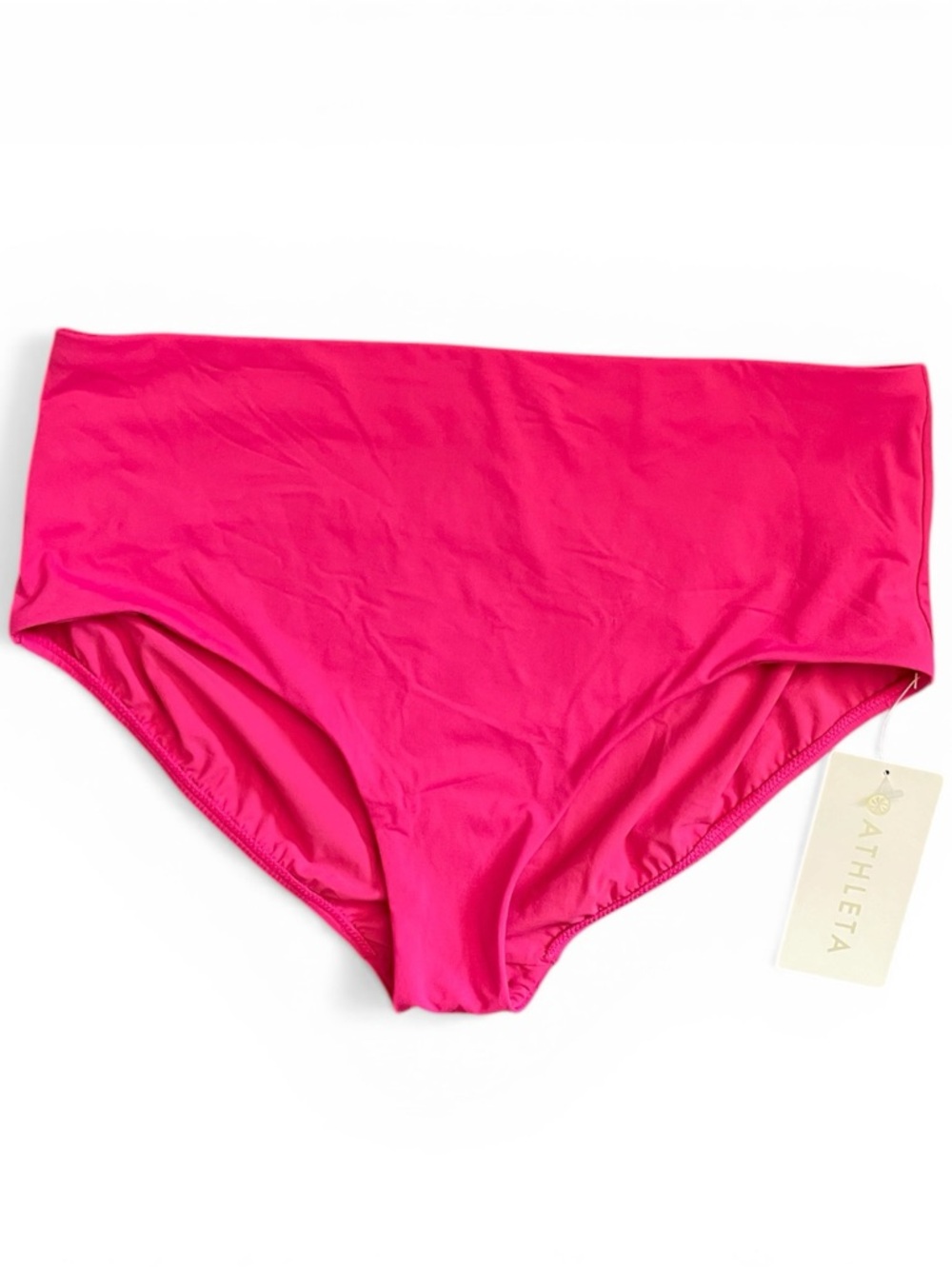 #154, Athleta Vibrant Pink High-Rise Swim Briefs, NWT, size L